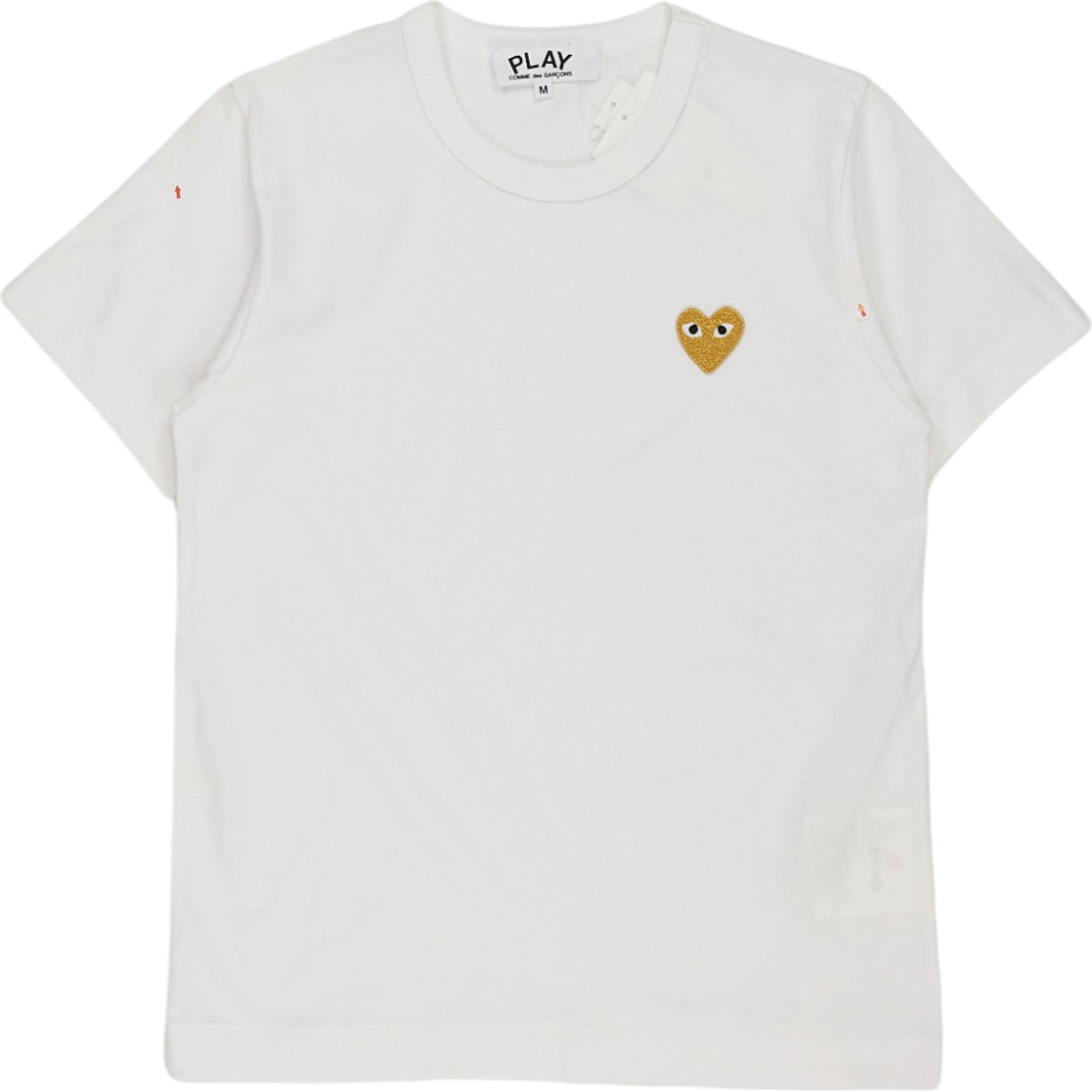 Comme Des Garcons White Play Gold Heart Tee