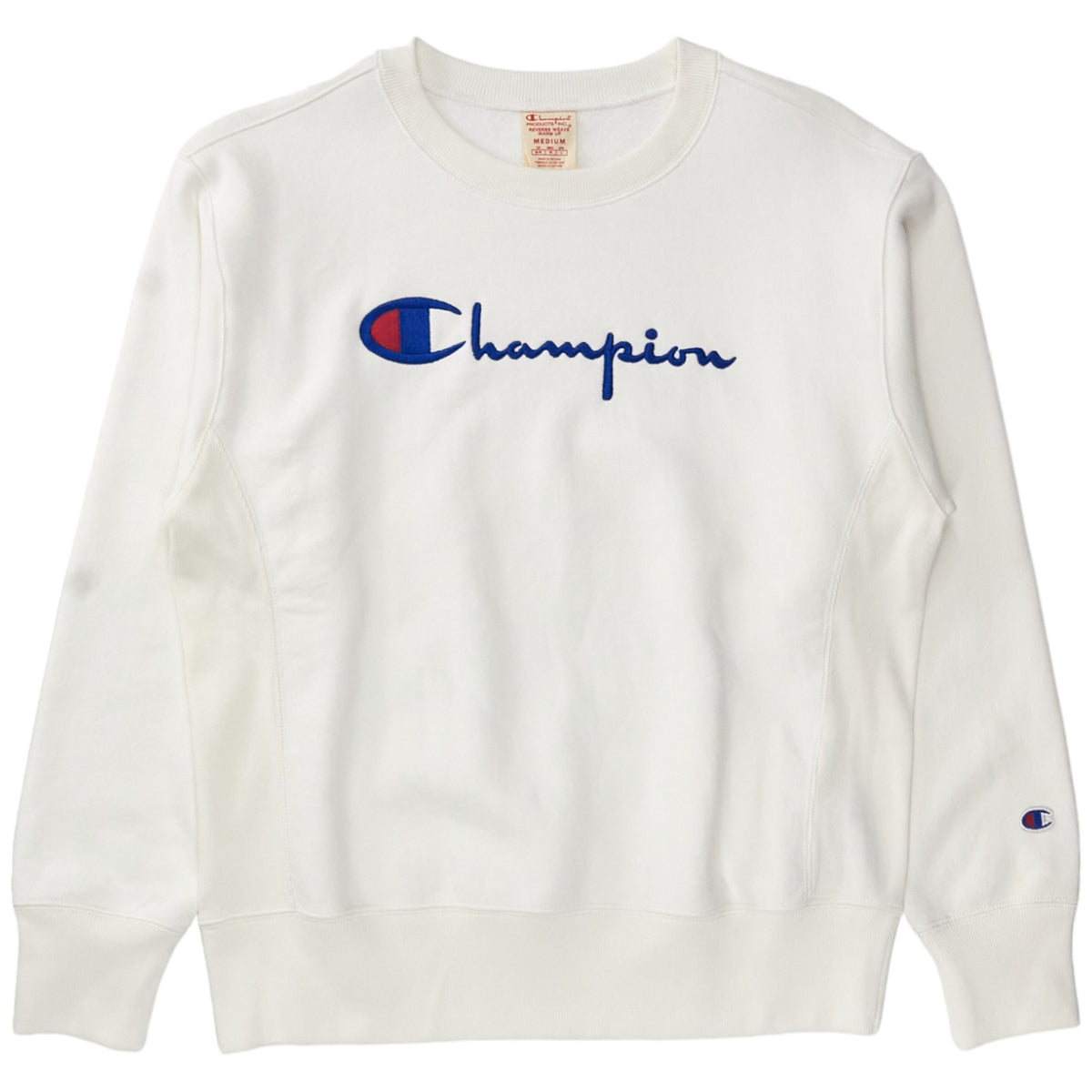 Champion White Reverse Weave Crew Sweat