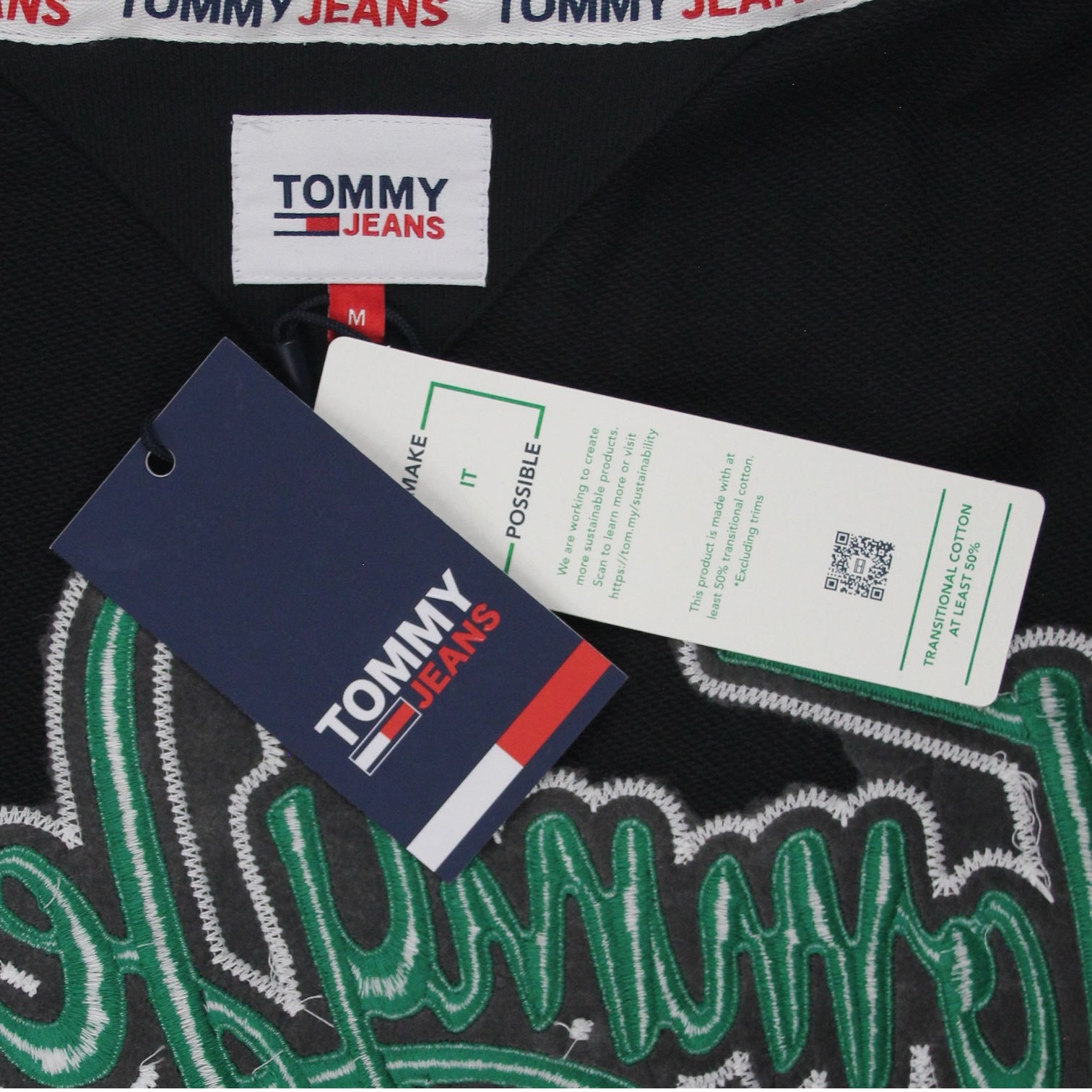 Tommy Jeans Black College Pop Text Hoody