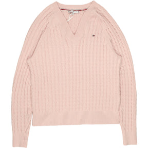 Tommy Hilfiger Pink Cable V-Neck Sweater