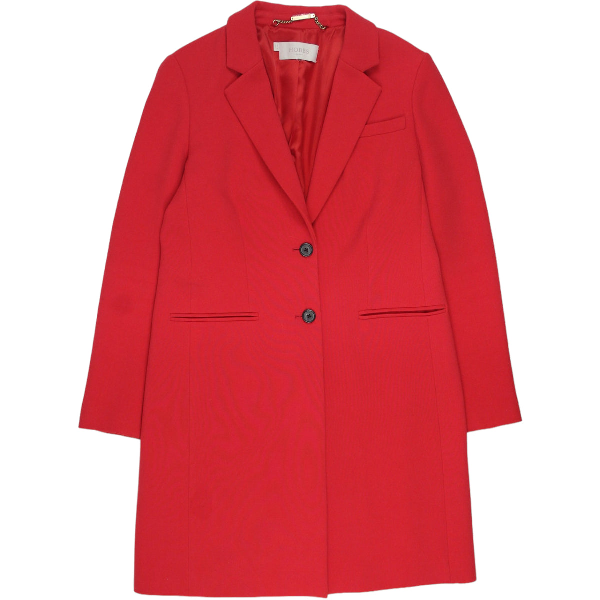 Hobbs Red Fitted Single Breasted Coat