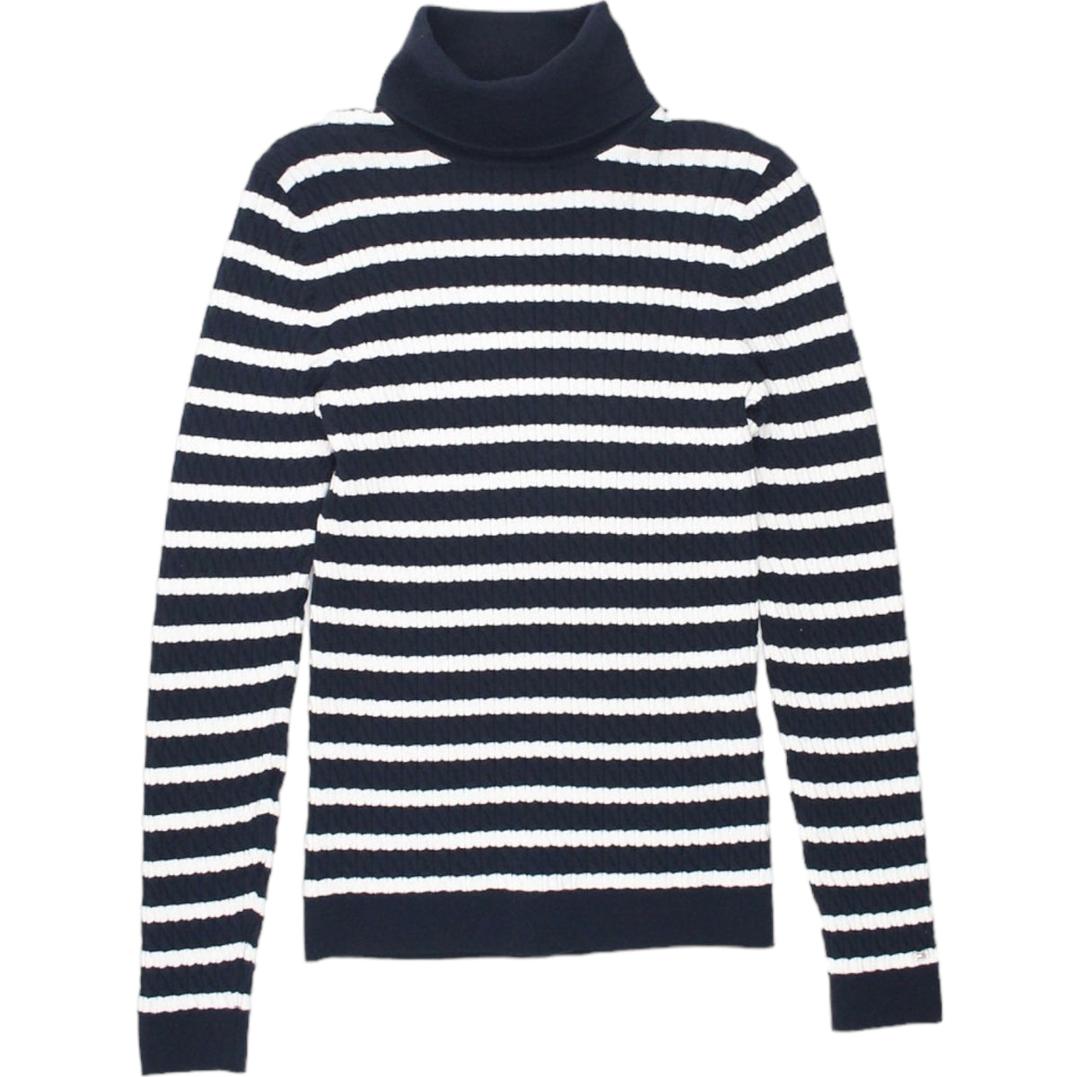 Tommy Hilfiger Navy/White Cable Roll Neck Sweater