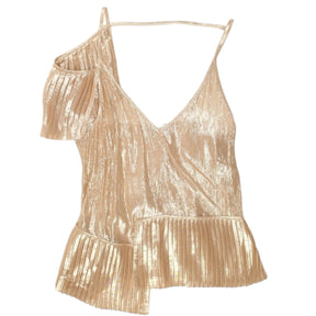 Osman Rose Gold Metallic Strappy Top