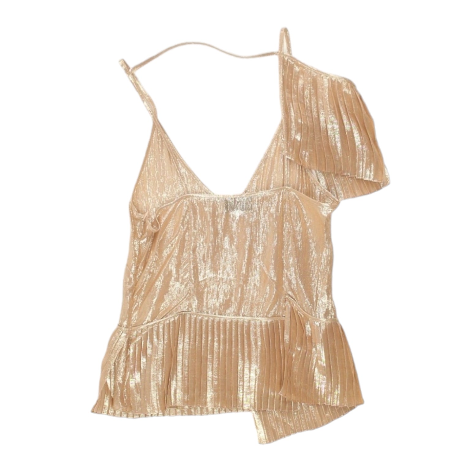 Osman Rose Gold Metallic Strappy Top