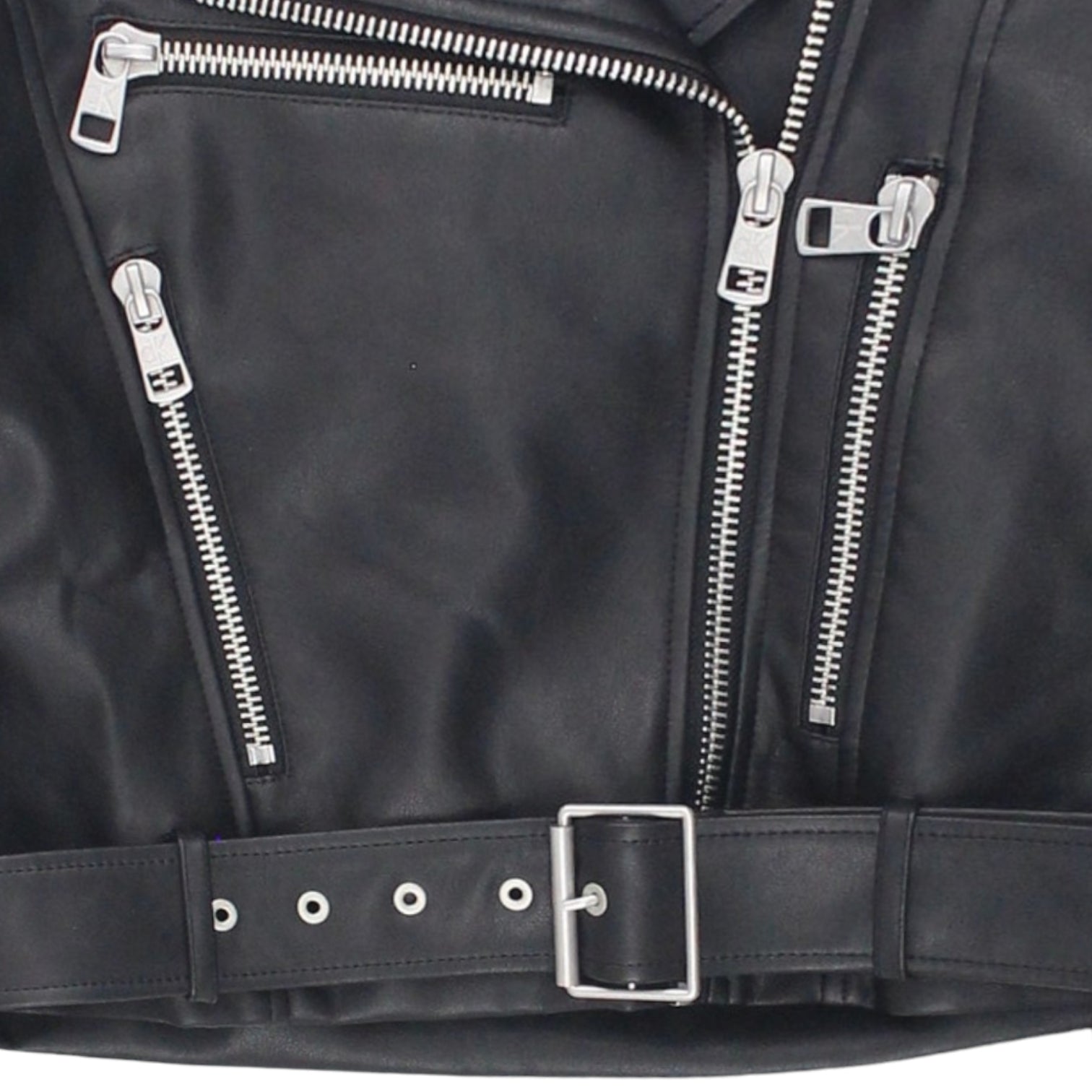 Calvin Klein Jeans Black Faux Leather Crop Biker Jacket