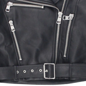 Calvin Klein Jeans Black Faux Leather Crop Biker Jacket