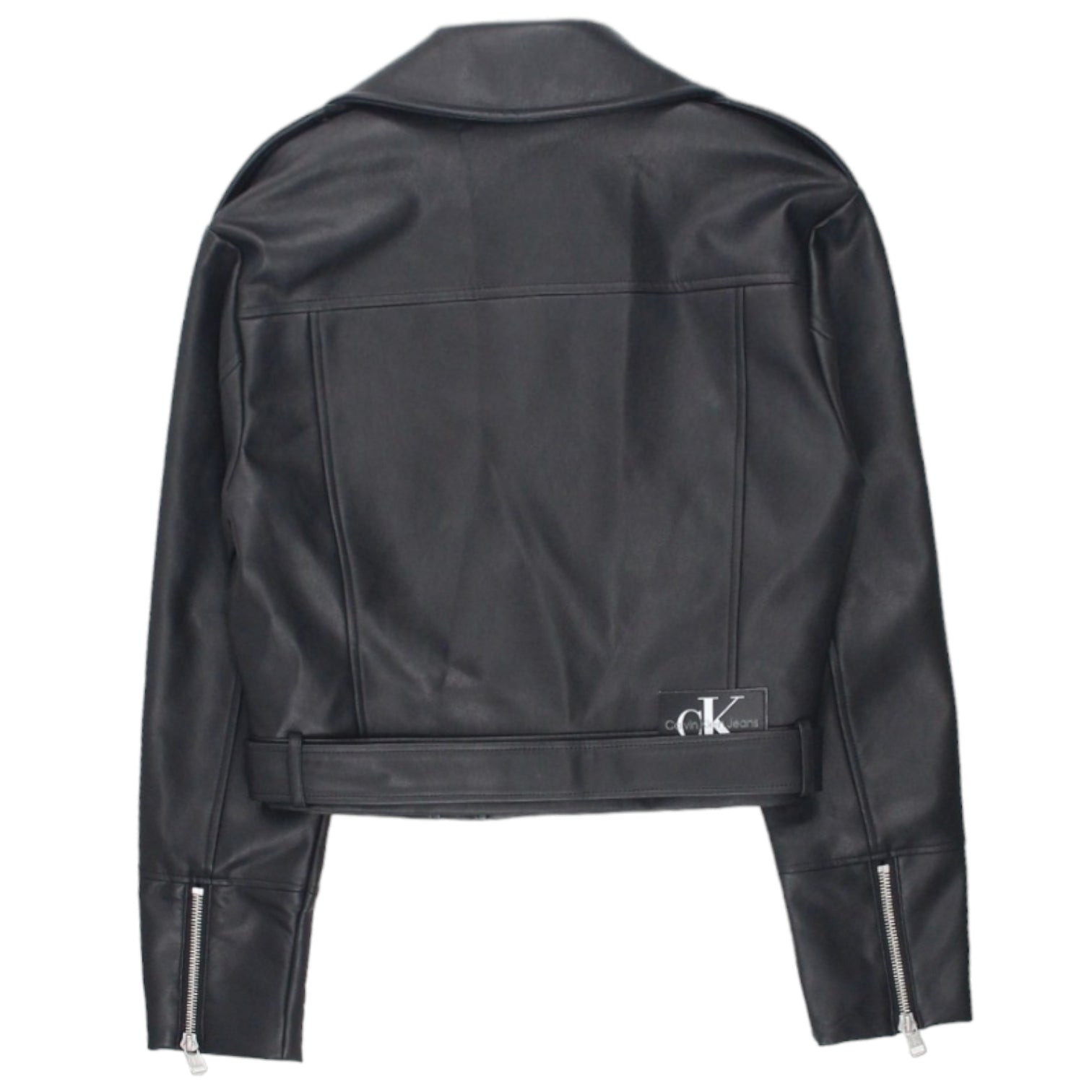 Calvin Klein Jeans Black Faux Leather Crop Biker Jacket