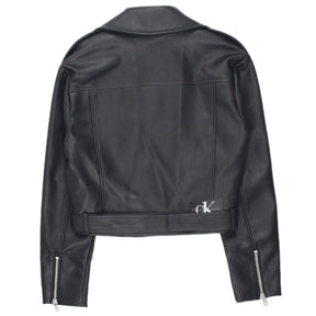 Calvin Klein Jeans Black Faux Leather Crop Biker Jacket