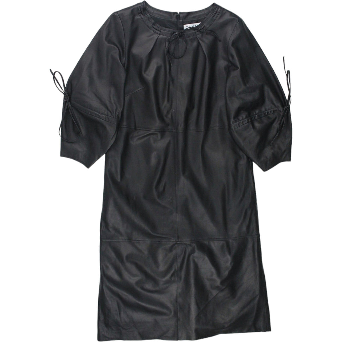 Osman Black Leather Midi Dress