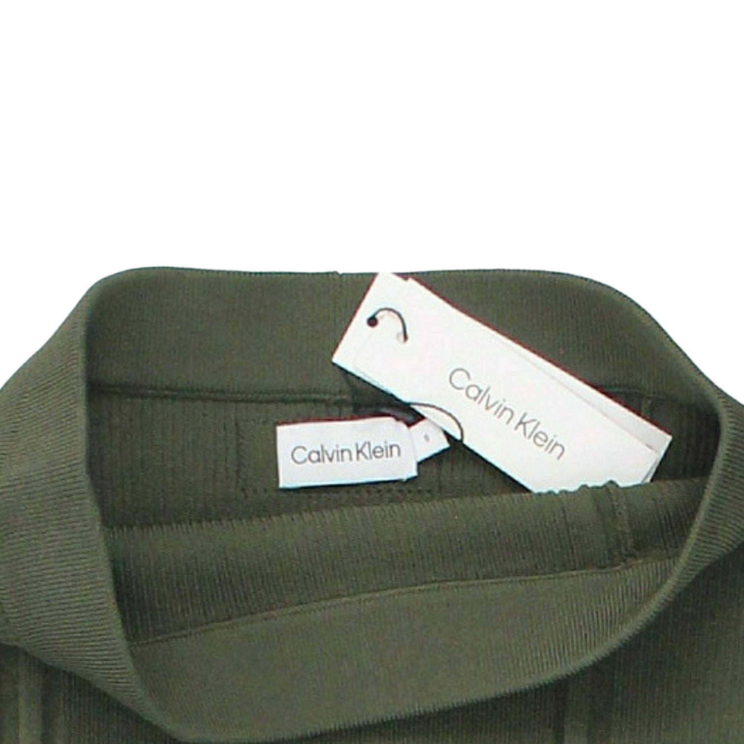 Calvin Klein Green Iconic Rib Flare Midi Skirt