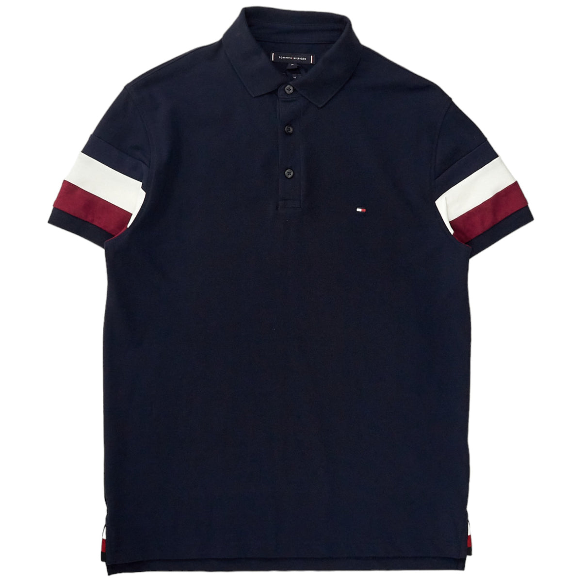 Tommy Hilfiger Navy Stripe Sleeve Polo Shirt