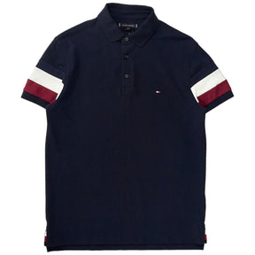Tommy Hilfiger Navy Stripe Sleeve Polo Shirt