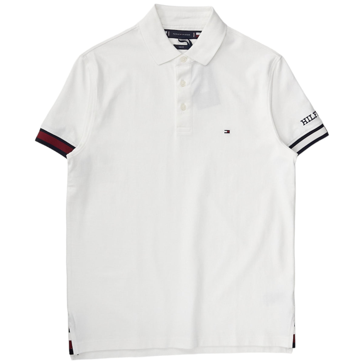 Tommy Hilfiger White Flag Sleeve Logo Polo Shirt