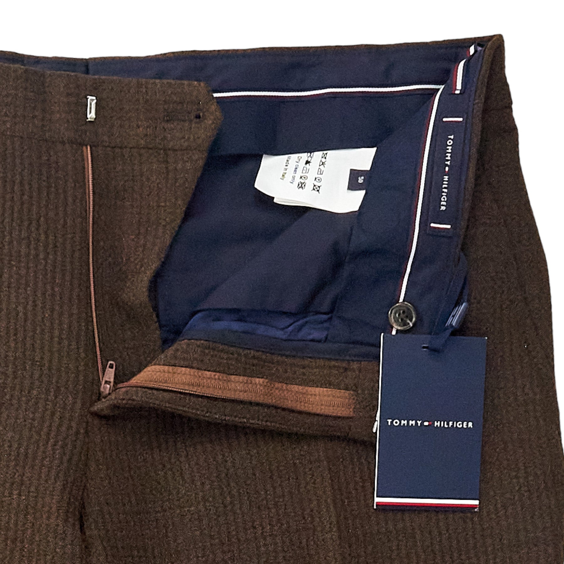 Tommy Hilfiger Brown Wool Seersucker Trousers