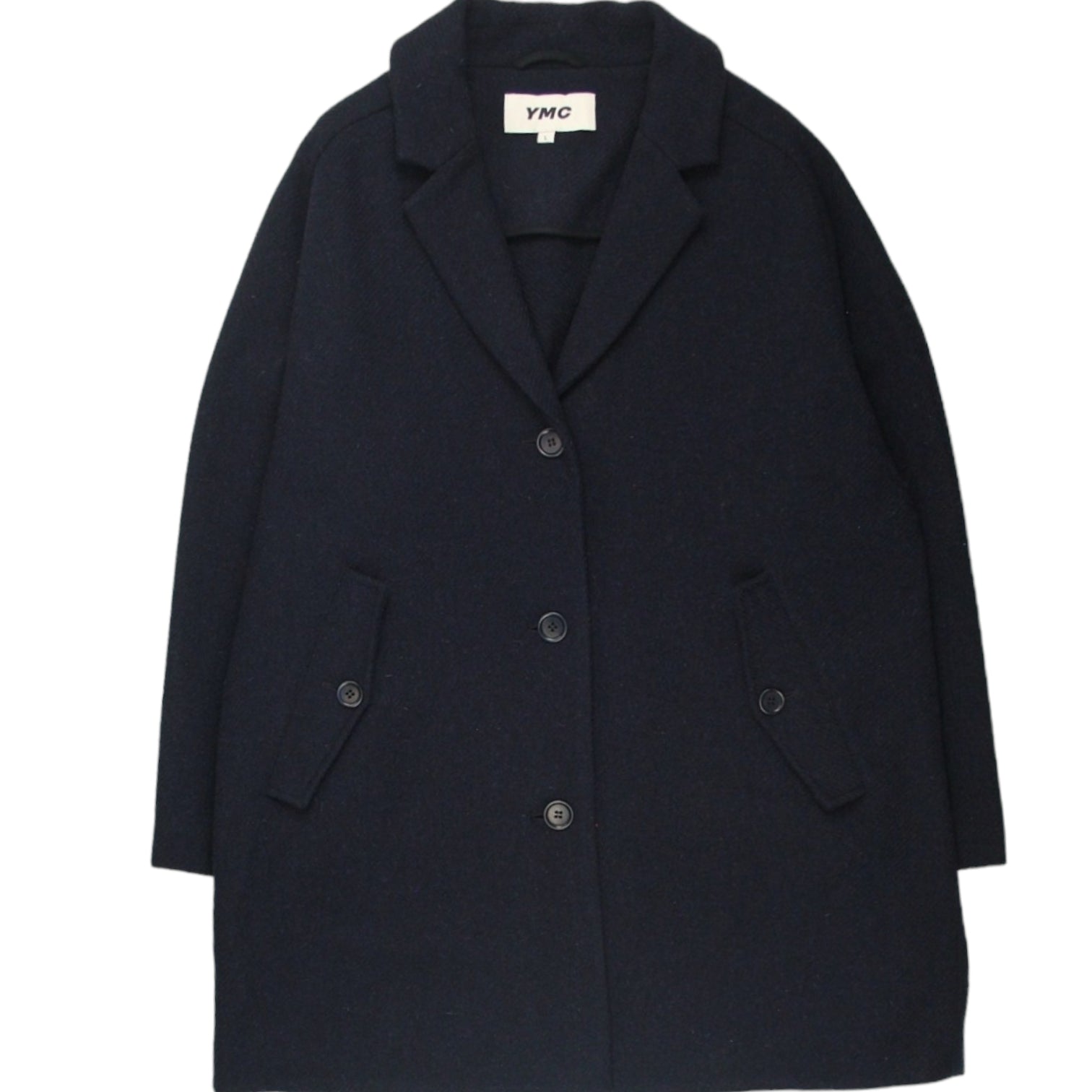 YMC Navy Wool Raglan Sleeve Coat