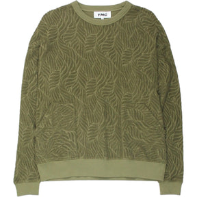 YMC Olive Leaf Devore Towelling Sweatshirt