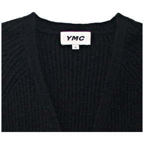 YMC Black Long Line Ribbed Cardigan