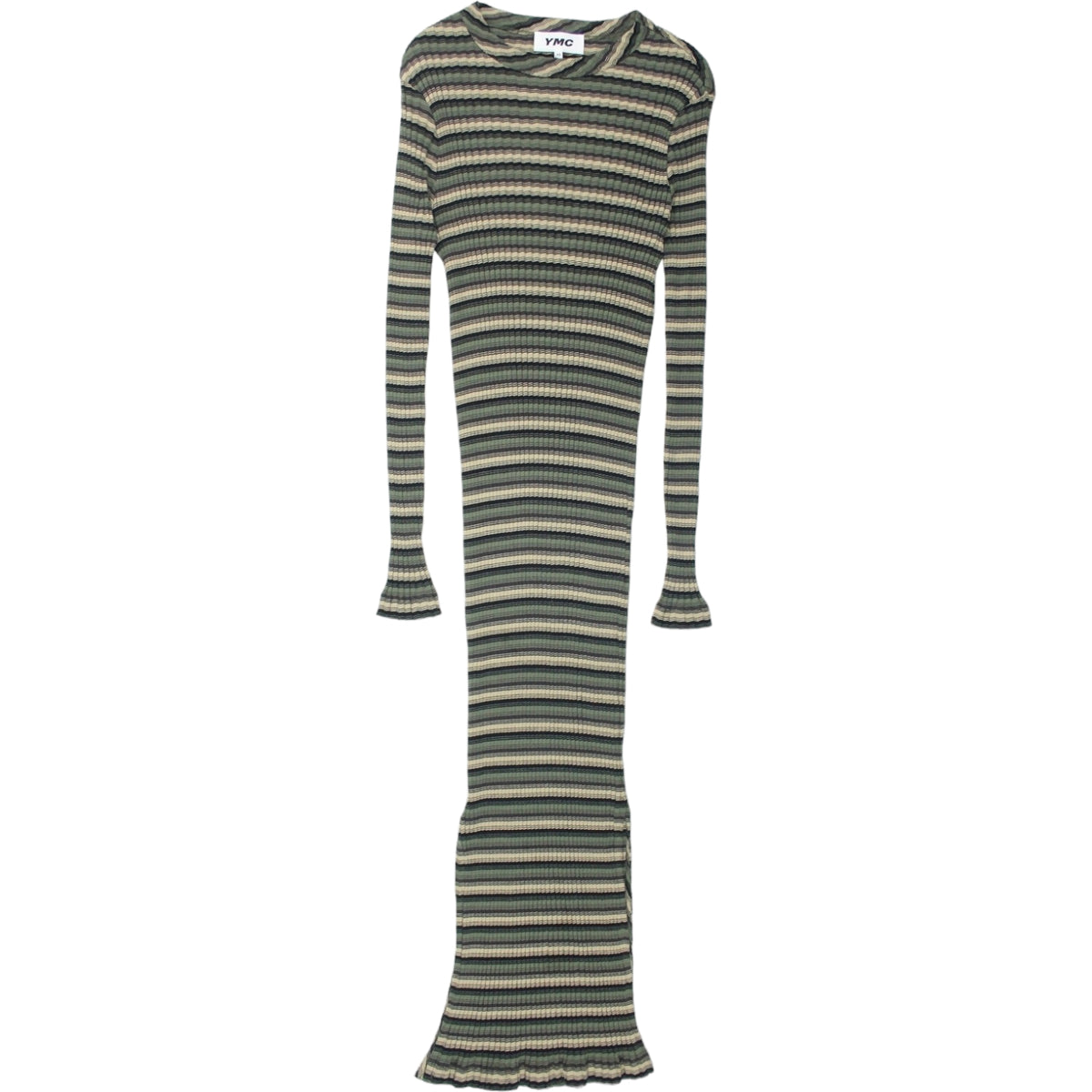 YMC Brown/Green/Cream Stripe Rib Dress