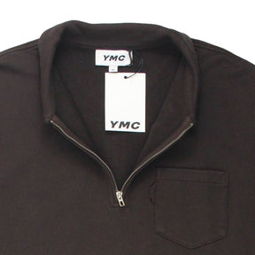 YMC Brown 1/4 Zip Sugden Sweatshirt