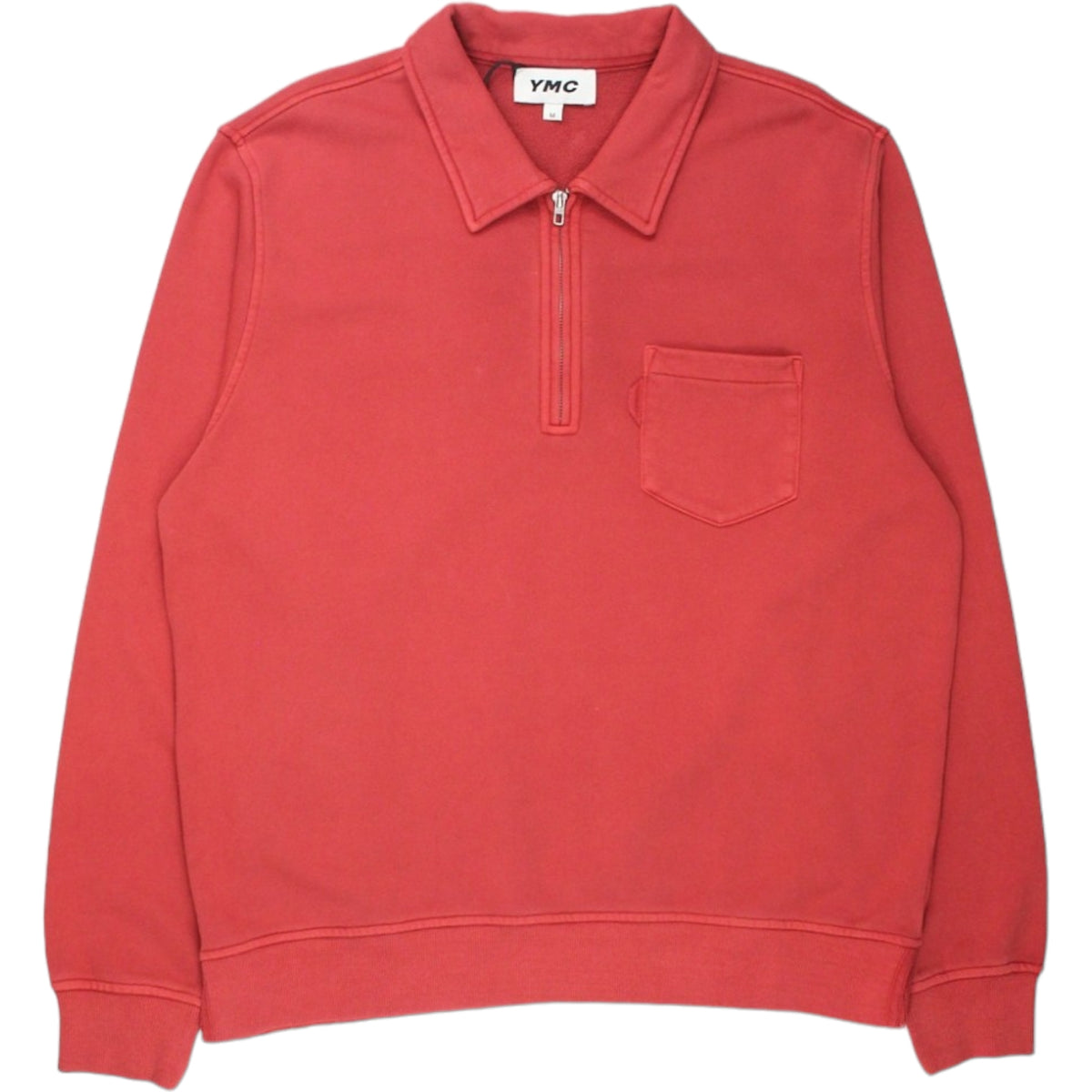 YMC Red 1/4 Zip Sugden Sweatshirt