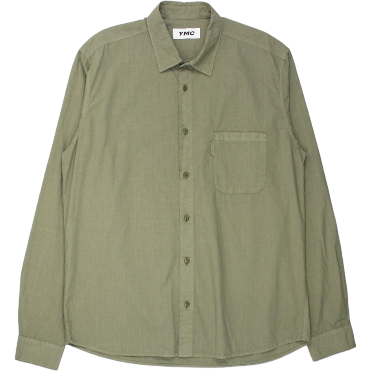 YMC Olive Crinkle Curtis Shirt