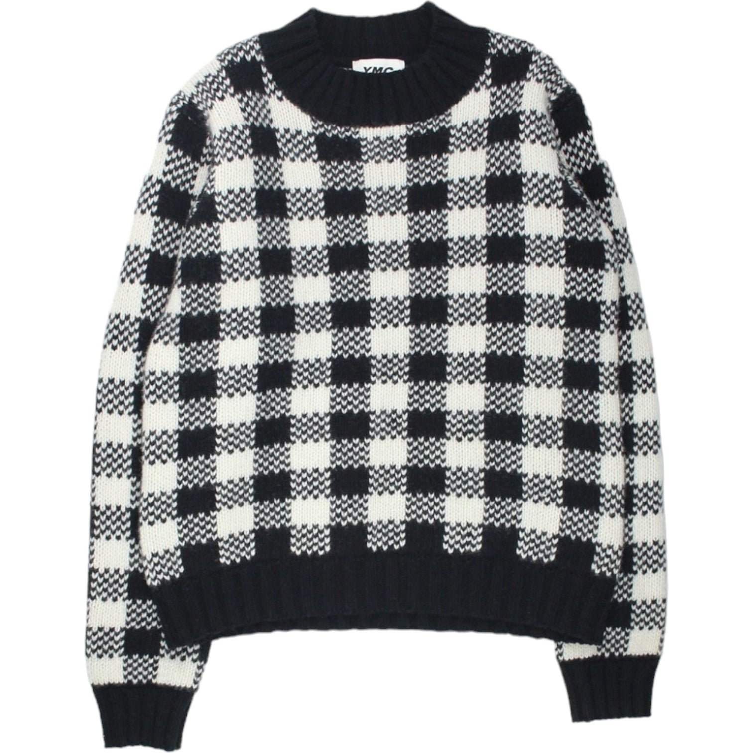 YMC Black/Stone Check Bluto Knit Sweater