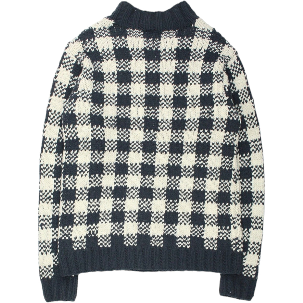 YMC Grey/Stone Check Bluto Knit Sweater