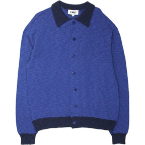 YMC Blue Contrast Collar Slub Cardi