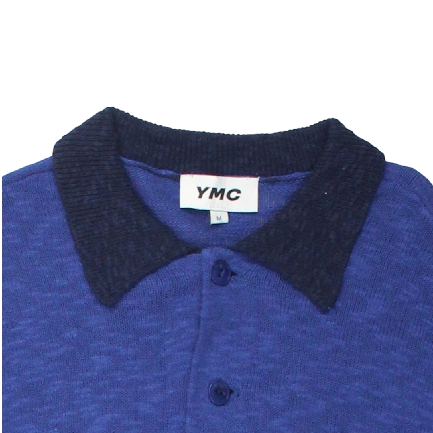 YMC Blue Contrast Collar Slub Cardi