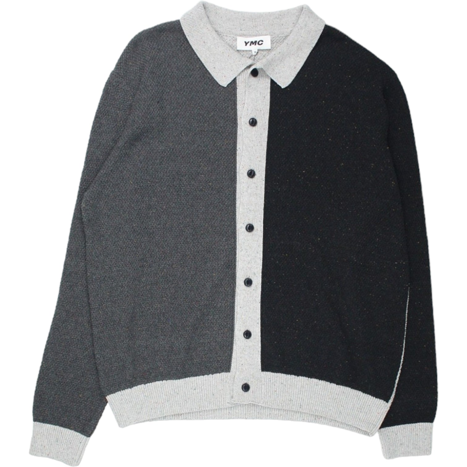 YMC Grey Contrast Stitch Cardigan