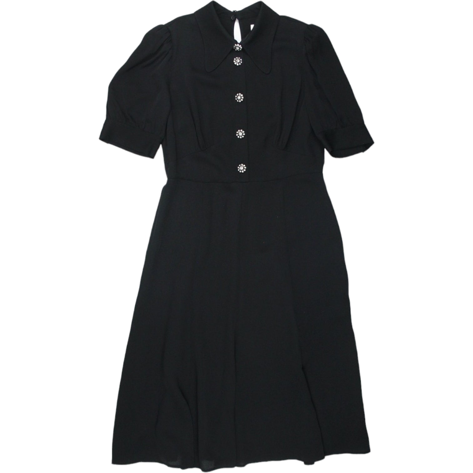 LK Bennett Black Esme Puff Sleeve Midi Dress