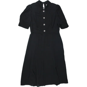 LK Bennett Black Esme Puff Sleeve Midi Dress