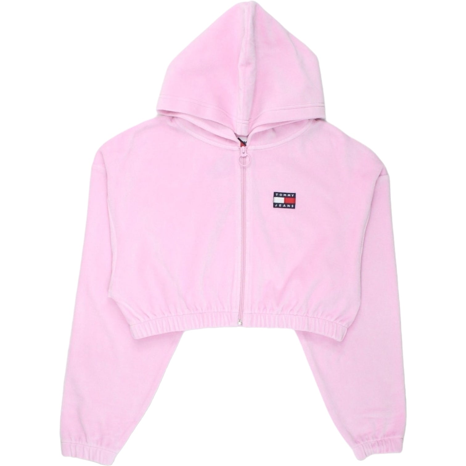 Tommy Jeans Pink Crop Velour Zip Top