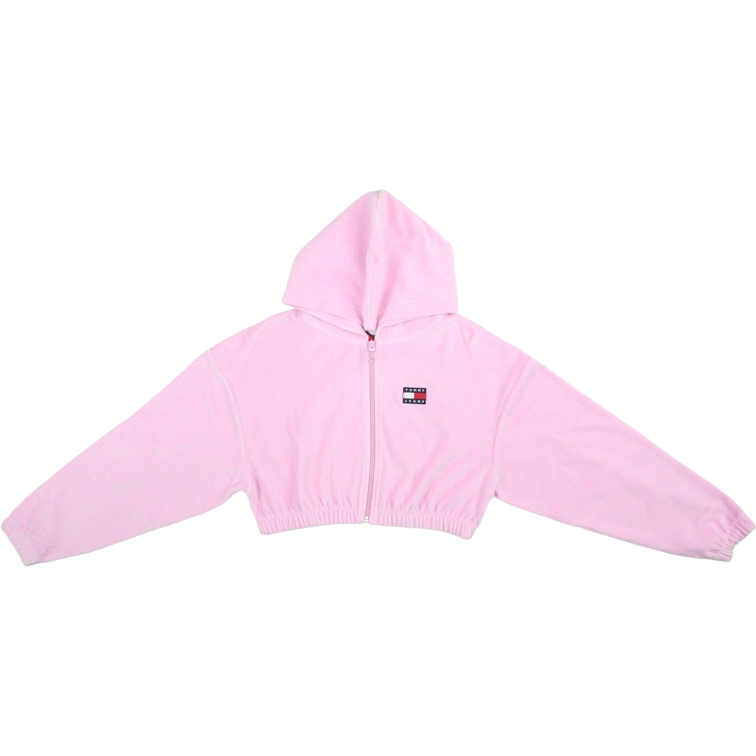 Tommy Jeans Pink Crop Velour Zip Top