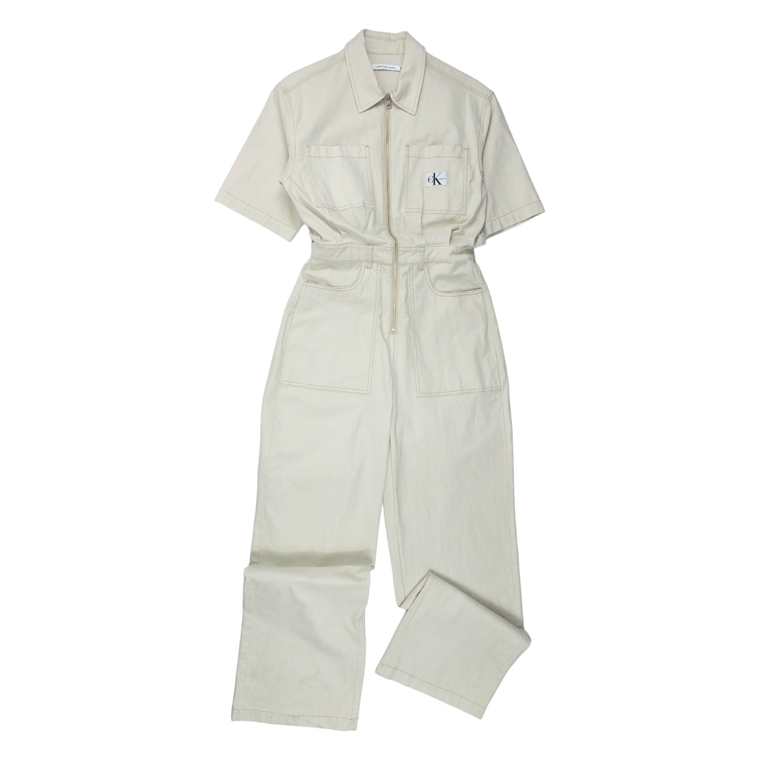 Calvin Klein Ecru Zipped Boilersuit