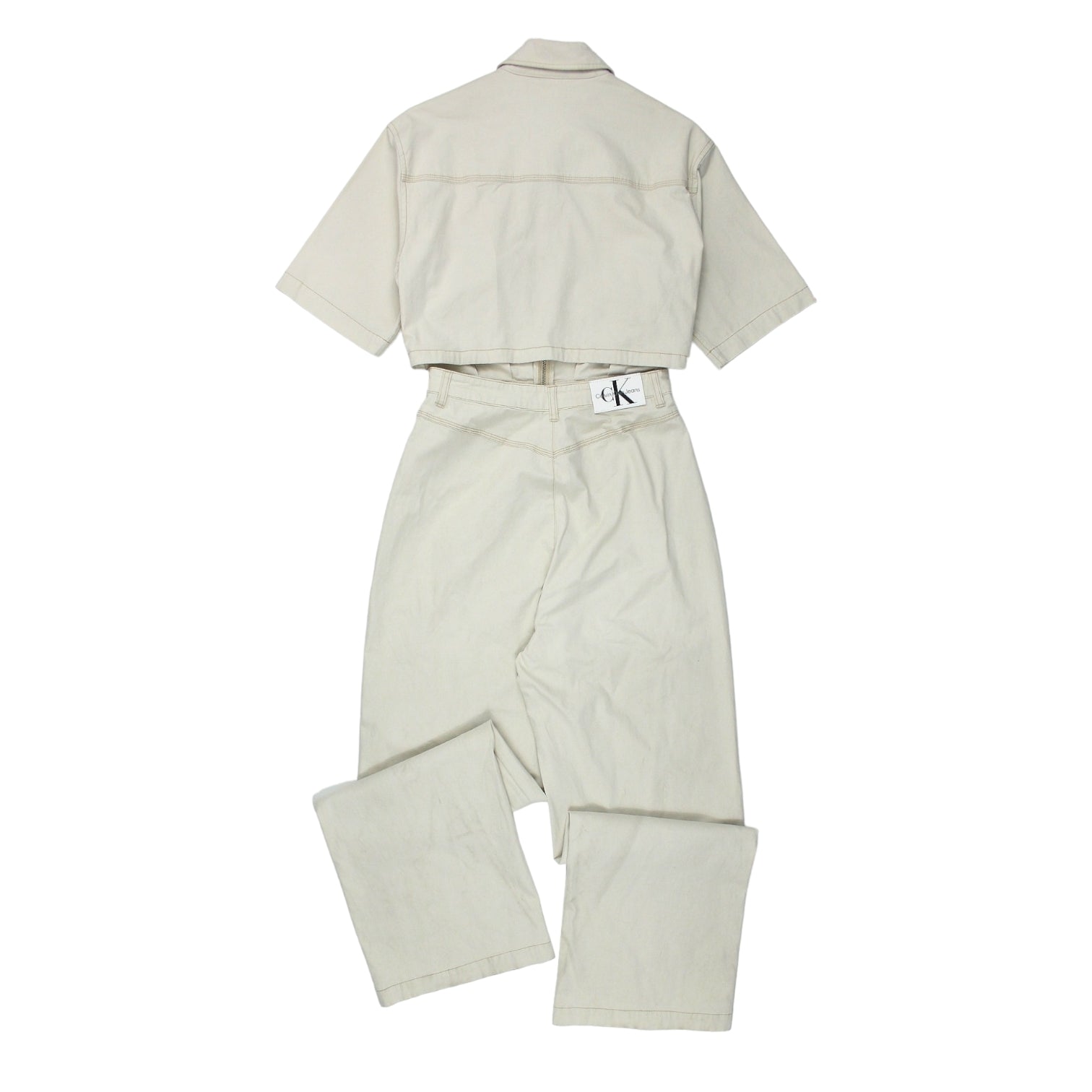 Calvin Klein Ecru Zipped Boilersuit