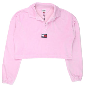 Tommy Jeans Pink Crop Velour Top