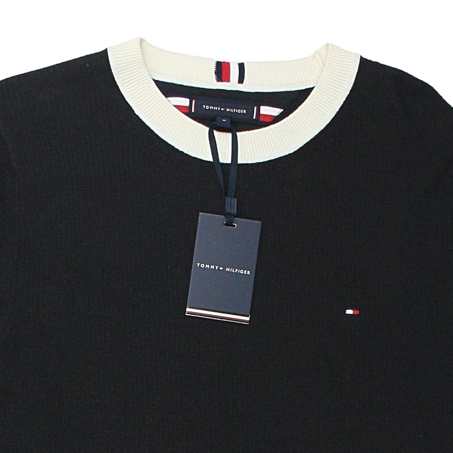 Tommy Hilfiger Black/Cream Chain Ridge Knit Top