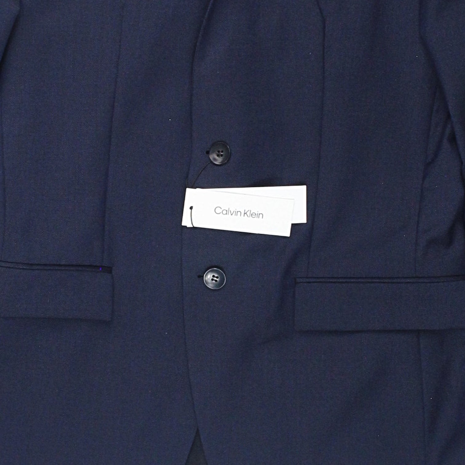 Calvin Klein Navy Broken Twill Wool Blazer