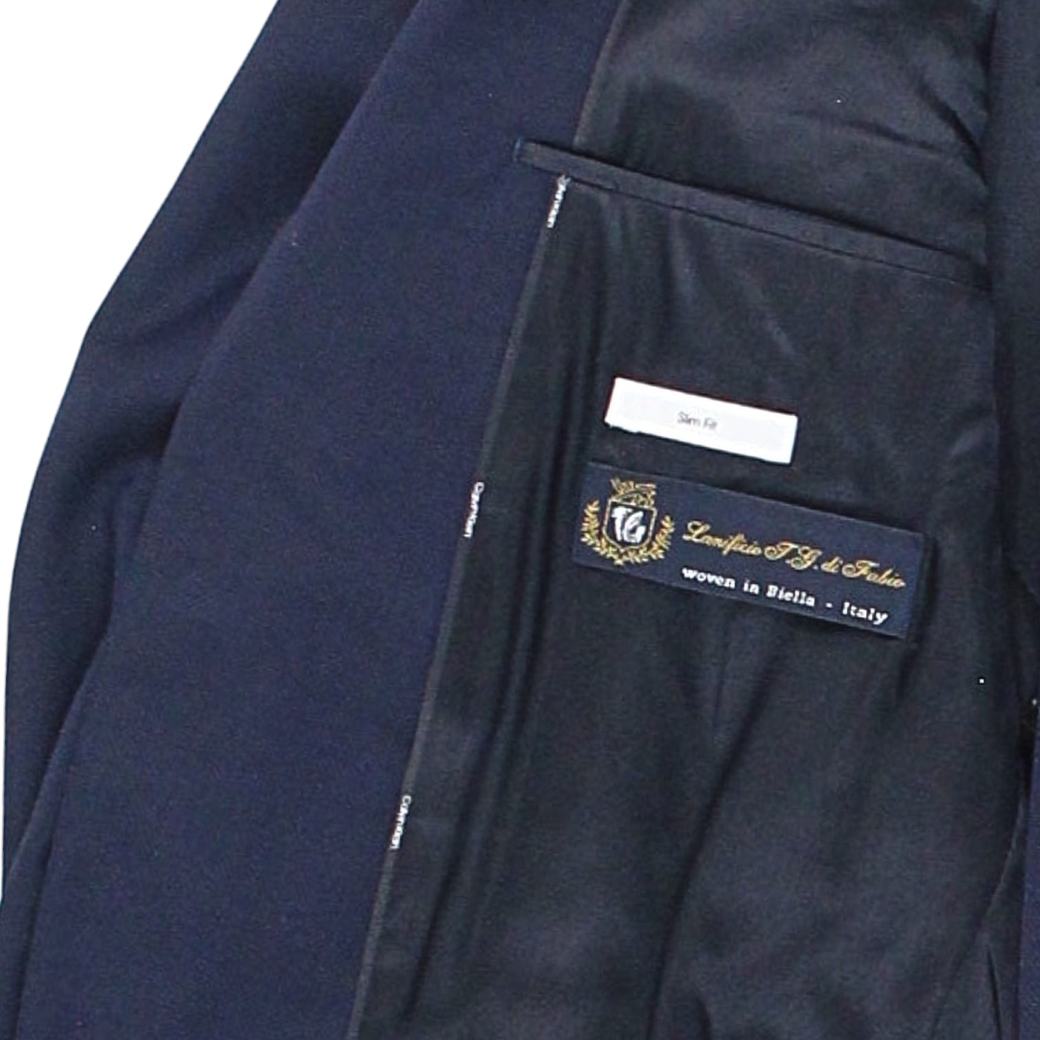 Calvin Klein Navy Broken Twill Wool Blazer