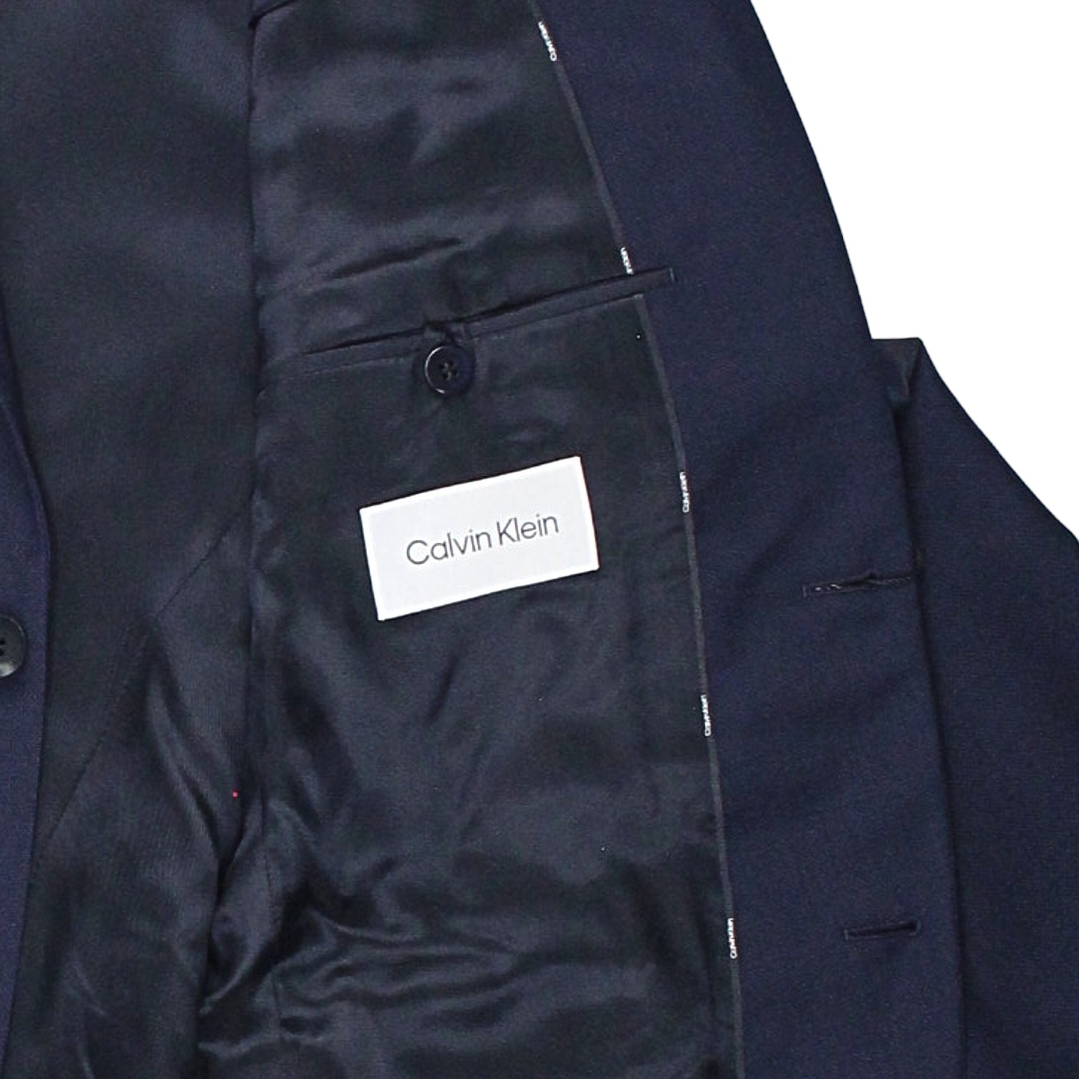 Calvin Klein Navy Broken Twill Wool Blazer