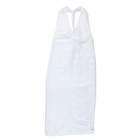 Calvin Klein White Viscose/Linen Halter Neck Midi Dress