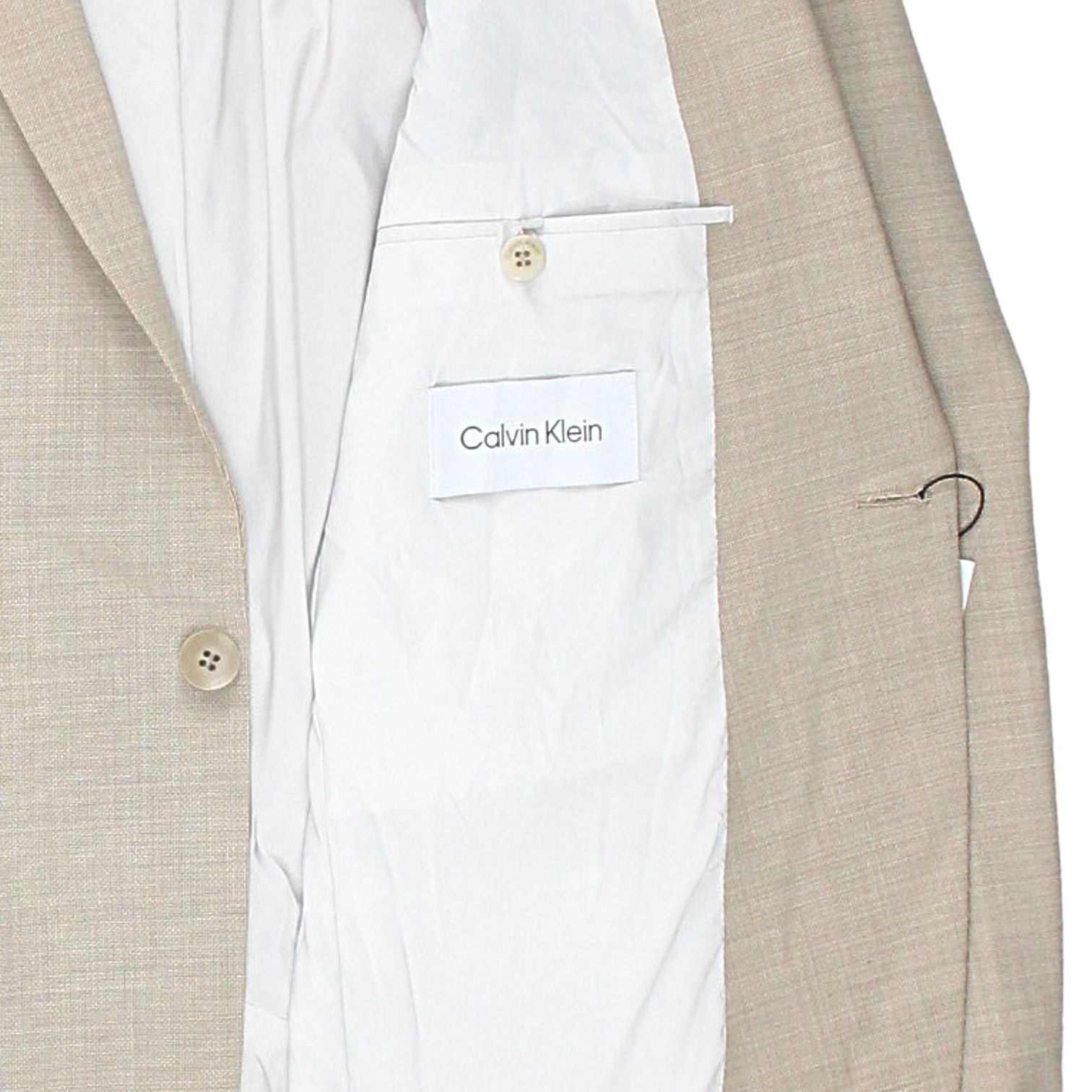 Calvin Klein Beige Textured 1 Button Blazer