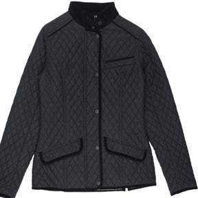 Barbour Black Quilted Velvet Trimmed Jacket