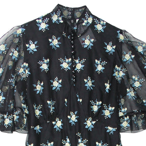 Erdem Black Floral Embroidery Maxi Dress