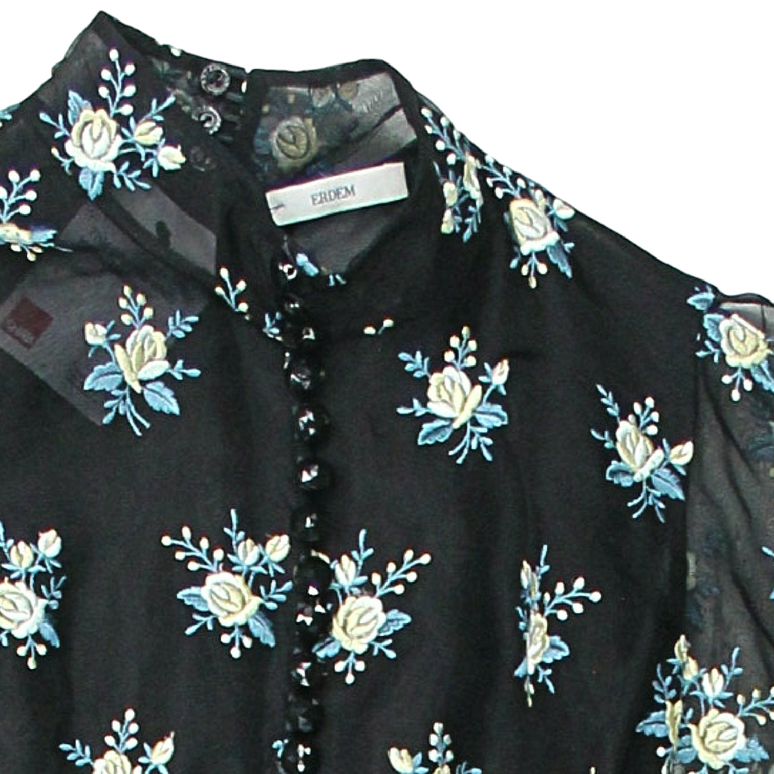 Erdem Black Floral Embroidery Maxi Dress
