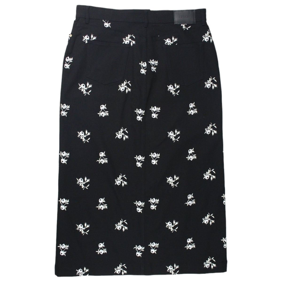 Erdem Black/White Floral Denim Maxi Skirt