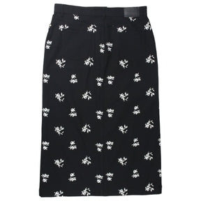 Erdem Black/White Floral Denim Maxi Skirt