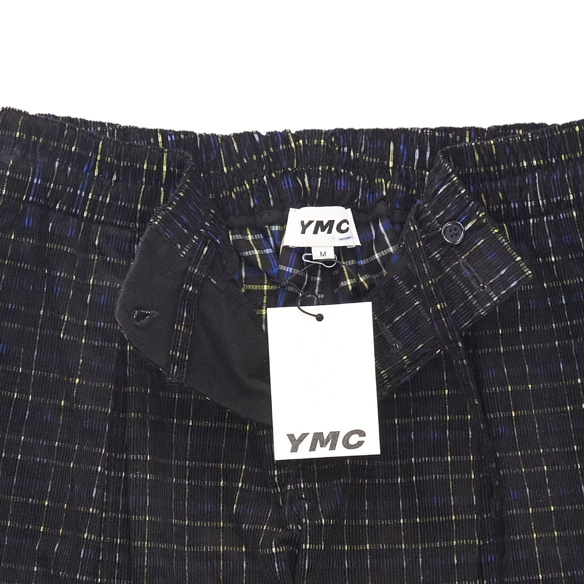 YMC Black Check Baby Cord Trousers