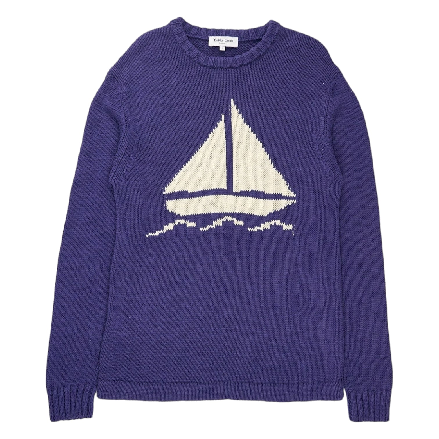 YMC Navy/Ecru Ship Logo Jumper